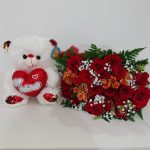 BH Flores - Bouquet 24 rosas + Urso de Pelúcia